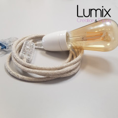 Lampe à suspendre type lampe baladeuse déco avec douille porcelaine blanche