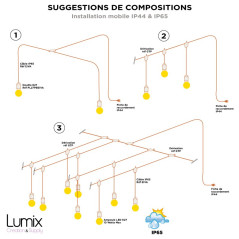 Demande d'Étude&Devis pour Suspensions multiples IP65 pour l'extérieur-En vente exclusivement sur devis et étude personnalisée