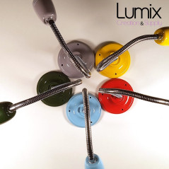 Lampe Porcelaine couleur en plafonnier ou en applique murale - avec gaine flexible