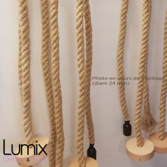 Suspension simple grosse corde en jute diamètre 30 mm - douille E27 Bakélite