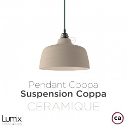 COPPA bell-shaped pendant lamp in Dove Gray ceramic, handmade