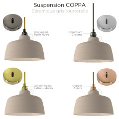 Suspension COPPA forme cloche en céramique Gris Tourterelle fait main