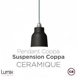 Suspension COPPA forme cloche en céramique Bleu de Cobalt fait main