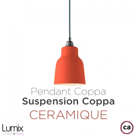 Suspension COPPA forme cloche en céramique Bleu de Cobalt fait main