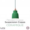 Suspension COPPA forme vase en céramique finition vert feuille