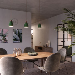 Suspension COPPA forme vase en céramique finition vert feuille