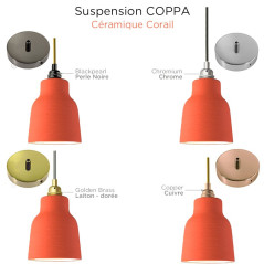 Suspension COPPA forme vase en céramique finition corail