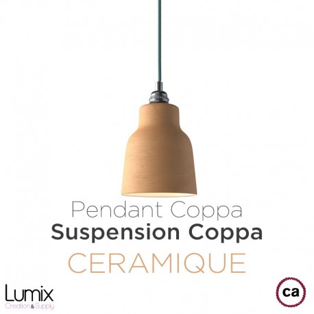 Suspension COPPA forme cloche en céramique Bleu de Cobalt fait main