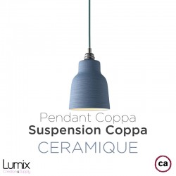 Suspension COPPA forme vase en céramique finition Bleu de Cobalt