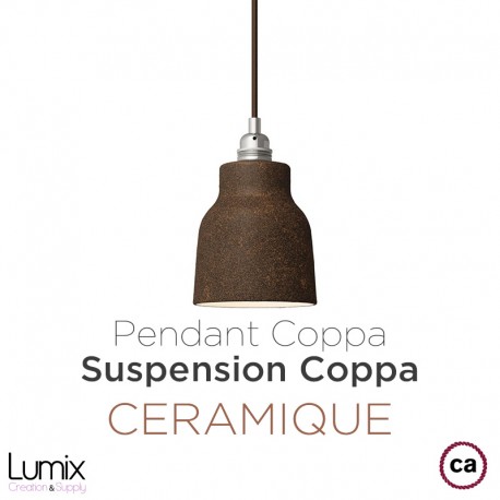 Suspension COPPA forme cloche en céramique Bleu de Cobalt fait main