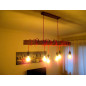 Poutre lumineuse bois de chêne massif 6 lampes douilles porcelaines noires 220V - environ 100 cm de long sur 7 x 7cm