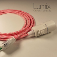 Lampe baladeuse E27 câble textile ZIG ZAG FUSCHIA, douille thermoplastique avec interrupteur intégré