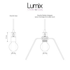 Lampe baladeuse câble textile ORANGE, douille bakélite noire  E27 avec interrupteur intégré