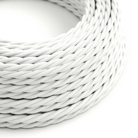PRIVÉE-PRO- 1 Douille volante E27 bakélite peinte en blanc - cable torsadé blanc