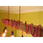 Poutre lumineuse bois de chêne massif 6 lampes douilles porcelaines noires 220V - environ 100 cm de long sur 7 x 7cm