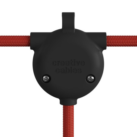 PRIVÉE - 1 câble textile rouge IP65 3G1 + 1 guirlande 15 m avec 8 douilles et 8 ampoules A60 et accessoires