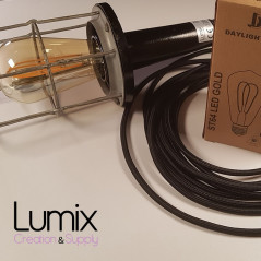 Lampe baladeuse ou suspension vintage avec cage acier année 1970 remise en conformité