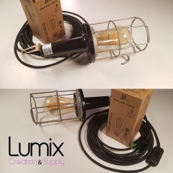 Lampe baladeuse ou suspension vintage avec cage acier année 1970 remise en conformité
