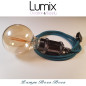 Lampe à suspendre douille vintage métal Perle noire de Tahiti avec interrupteur rotatif intégré et câble bleu lagon