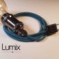 Lampe à suspendre douille vintage métal Perle noire de Tahiti avec interrupteur rotatif intégré et câble bleu lagon