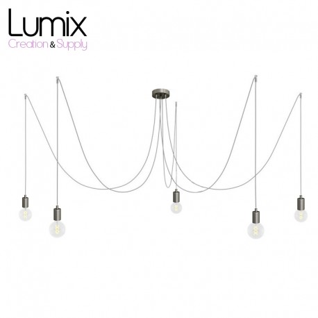 OCTOPUS 5 multi suspension satin stainless steel finish - Soft textile cable