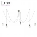 Pendant light multiple OCTOPUS 5 finition inox satiné - Câble textile souple
