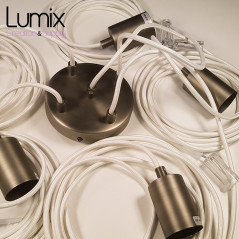 Suspension multiple OCTOPUS 5 finition inox satiné - Câble textile souple