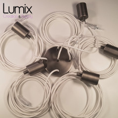 Suspension multiple OCTOPUS 5 finition inox satiné prestige - Câble textile souple