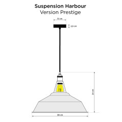 Suspension Harbour version Prestige sur-mesure - Abat-jour 5 couleurs au choix