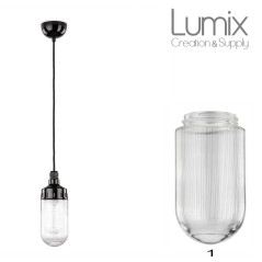 Suspension vintage bakélite & céramique avec abat-jour verre