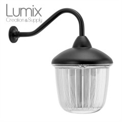  	Grande applique en fonte d'aluminium Noir avec col de cygne - IP53