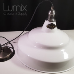 Suspension bistrot métal XXL 47 cm de diamètre - Blanc émaillé ou couleur Candy®  au choix