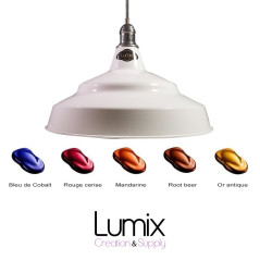 Suspension bistrot métal XXL 47 cm de diamètre - Blanc émaillé ou couleur Candy®  au choix