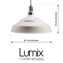 Suspension bistrot métal XXL 47 cm de diamètre - Blanc émaillé ou couleur Candy®  au choix