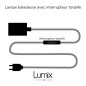 Lampe à suspendre type baladeuse porte-douille métal lisse Perle noire - Câble textile blanc Lampe à suspendre type baladeuse porte-douille métal lisse Perle noire - Câble textile blanc