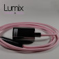 Lampe à suspendre type baladeuse porte-douille métal lisse Perle noire - Câble textile rose