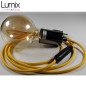Lampe à suspendre type baladeuse porte-douille métal lisse Perle noire de Tahiti - Câble textile jaune. Lampe à suspendre type baladeuse porte-douille métal lisse Perle noire de Tahiti - Câble textile jaune.