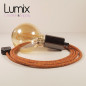 Lampe à suspendre type baladeuse porte-douille métal lisse Perle noire de Tahiti - Câble textile indian. Lampe à suspendre type baladeuse porte-douille métal lisse Perle noire de Tahiti - Câble textile indian.