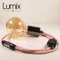 Lampe à suspendre type baladeuse porte-douille métal lisse Perle noire - Câble textile rose