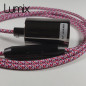Lampe à suspendre type baladeuse porte-douille métal lisse Perle noire de Tahiti - Câble textile effet soie Pixel Lampe à suspendre type baladeuse porte-douille métal lisse Perle noire de Tahiti - Câble textile effet soie Pixel