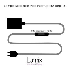 Lampe à suspendre type baladeuse porte-douille métal lisse Perle noire de Tahiti - Câble textile Bleu Azur effet soie