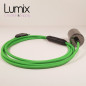 Lampe à suspendre type baladeuse porte-douille métal lisse Perle noire de Tahiti - Câble textile Vert Lime effet soie Lampe à suspendre type baladeuse porte-douille métal lisse Perle noire de Tahiti - Câble textile Vert Lime effet soie