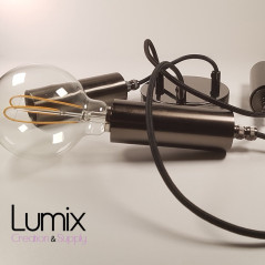 Suspension multiple 3 lampes - Douilles métal longue E27 - 6 Couleurs au choix