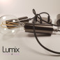 Suspension multiple 3 lampes - Douilles longues en métal et câble textile Suspension multiple 3 lampes - Douilles longues en métal et câble textile