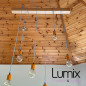 Poutre lumineuse bois de chêne massif 6 lampes douilles porcelaines noires 220V - environ 100 cm de long sur 7 x 7cm