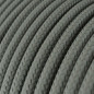Lampe à suspendre type baladeuse porte-douille métal lisse Perle noire de Tahiti - Câble textile Gris effet soie Lampe à suspendre type baladeuse porte-douille métal lisse Perle noire de Tahiti - Câble textile Gris effet soie