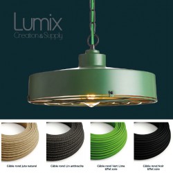 Industrial style pendant lamp in metal painted in industry green