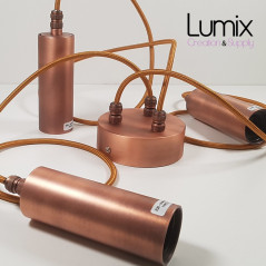 Suspension multiple 3 lampes - Douilles métal longue E27 - 6 Couleurs au choix