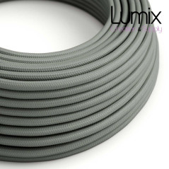 Lampe à suspendre type baladeuse porte-douille métal lisse Inox satinée - Câble textile Gris effet soie