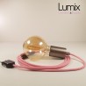 Hanging lamp type smooth metal socket holder satin stainless steel- Whiskey silk effect textile cable